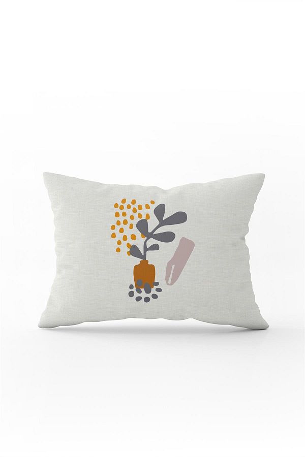 Cango Home-Gray Yellow Bohemian Style Leaf Patterned Digital Printed Throw Pillow Pillow Case Cgh641-3550 Double Sided Ba 1
