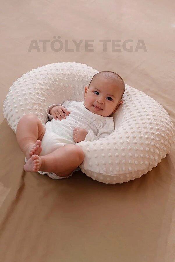 TEGA Pamuklu Emzirme Yastığı Minderi – %100 Pamuk Kumaş, Destekleyici Dolgulu, Baskılı Ergonomik Yastık