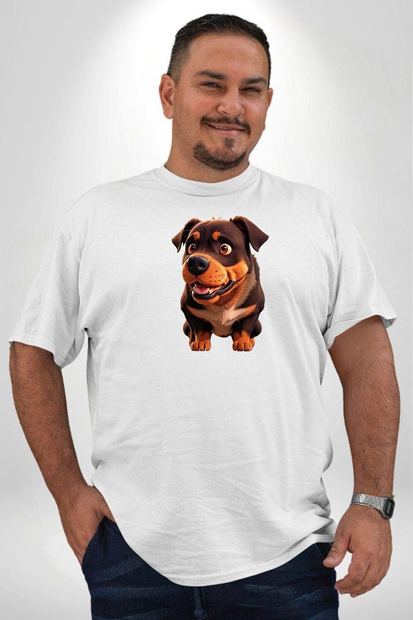 Angemiel White Plus Size Cute Shepherd Dog T Shirt Men s Unisex Basic Printed T Shirt Trendyol