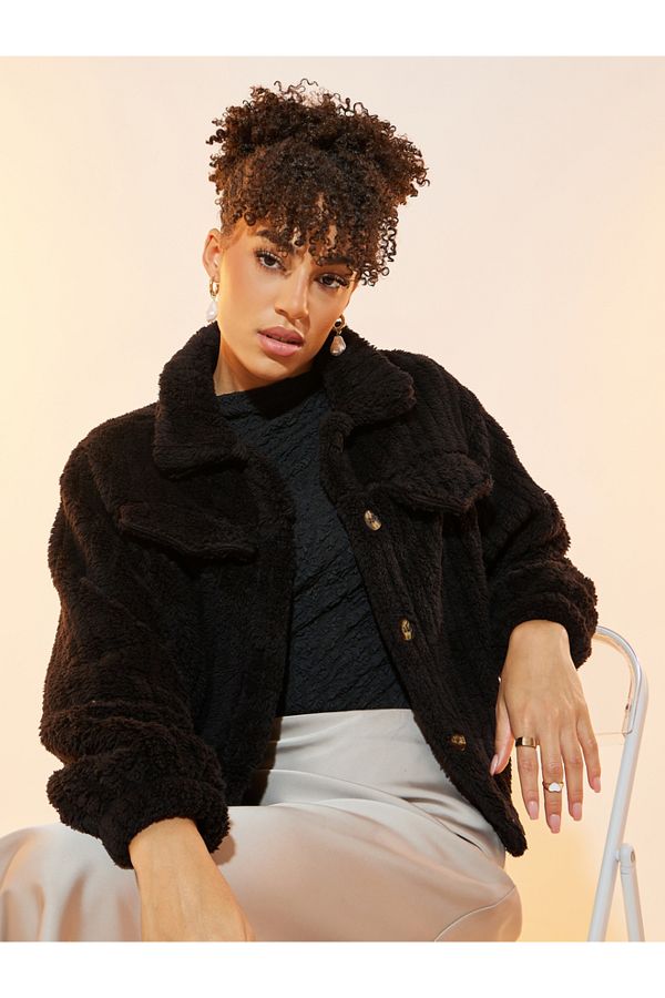 Button up teddy jacket sales