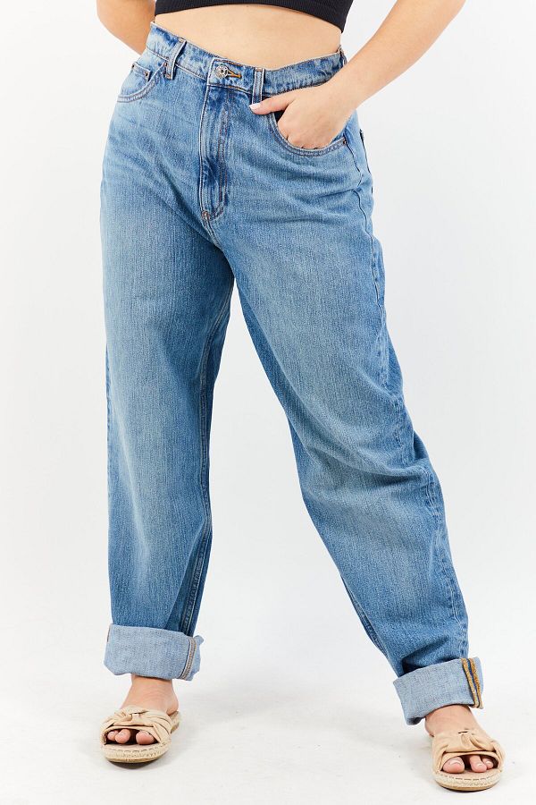 Asos Design-Women Regular Fit Wash Non Stretchable Denim, Blue 1