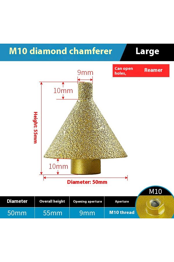 Choice-M10-50mm-open M10 38/50mm Enlarged Hole Beveling Chamfer Dill Bit Threaded Polishing Utility Tapered 1
