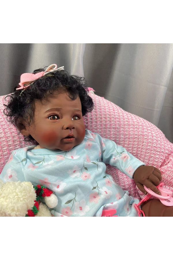 MRB 20Inch African American Doll Girl Raven Dark Skin Reborn Baby Finished Newborn With Rooted Hair H. Trendyol