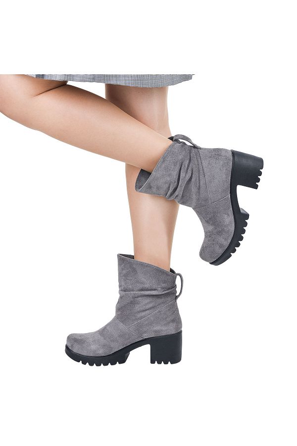 NOOSY Gusseted High Light Sole Gray Women s Boots Trendyol