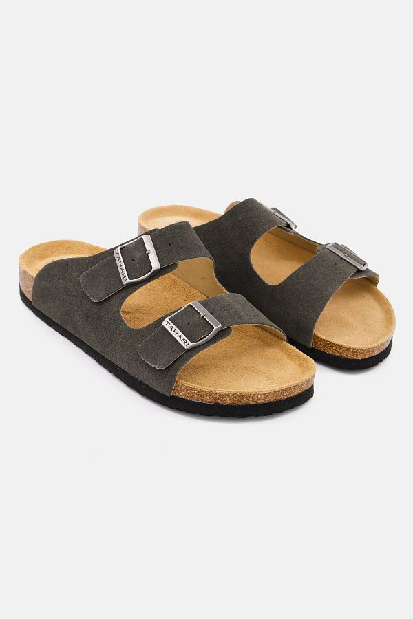 Tahari Men Plain Slip On Cork Sandals Dark Grey Trendyol
