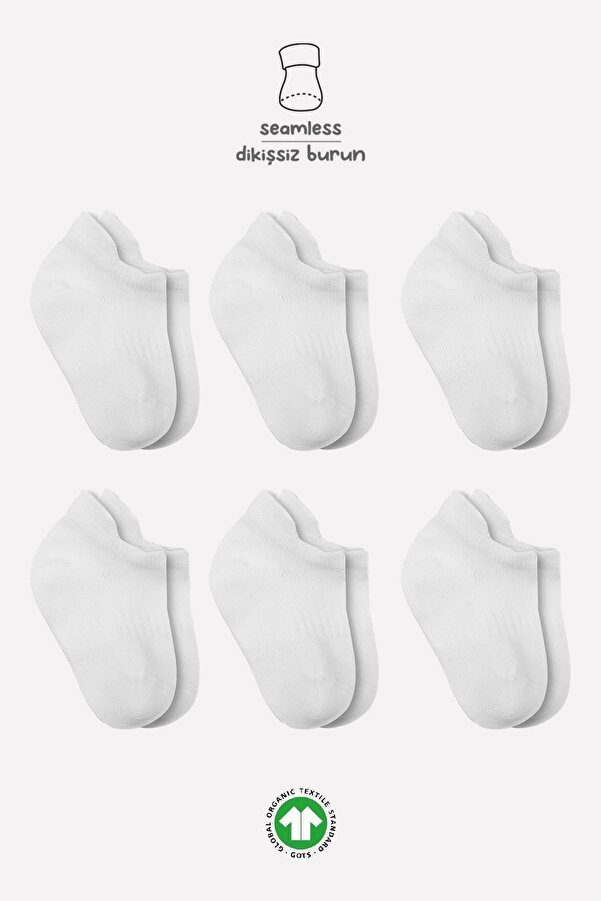 Bistyle Bistil Kız Erkek Bebek Organik 6lı Çocuk Sneakers Çorap