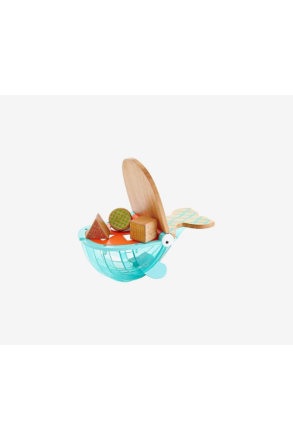 Fisher Price Wooden Toys Hungry Humpback Shape Sorter Teal and Natural Trendyol