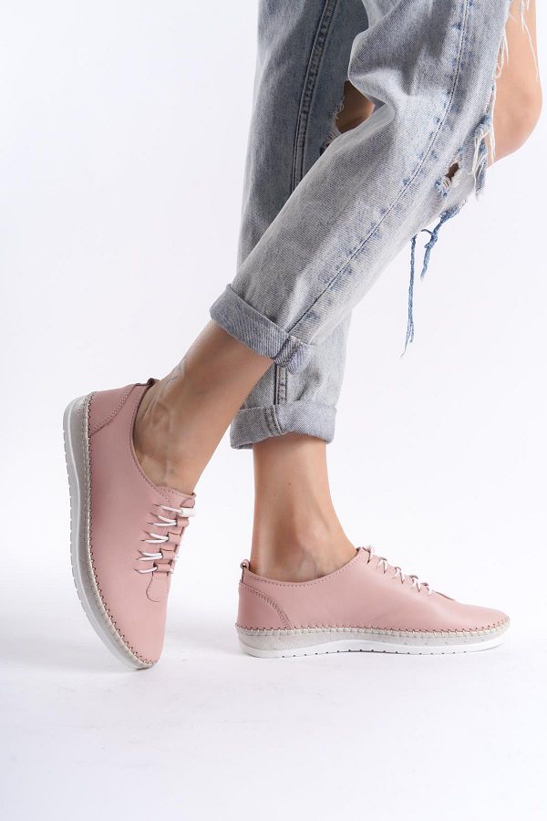 CZ London Women s Genuine Leather Smart Lace Up Comfortable Sole Casual Full Fit Leather Shoes Trendyol