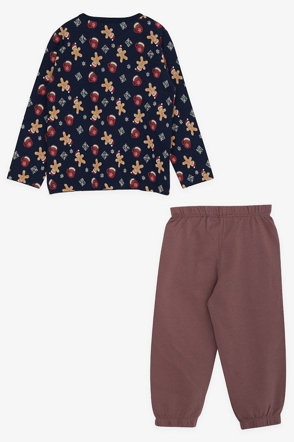 Breeze Baby Boy Pajama Set Cookie Patterned 9 Months 3 Years Navy Blue Trendyol