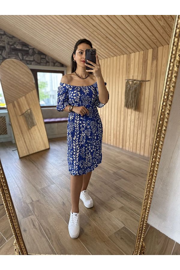 caddstore-My 3135 Square Collar Transitional Viscose Dress 1