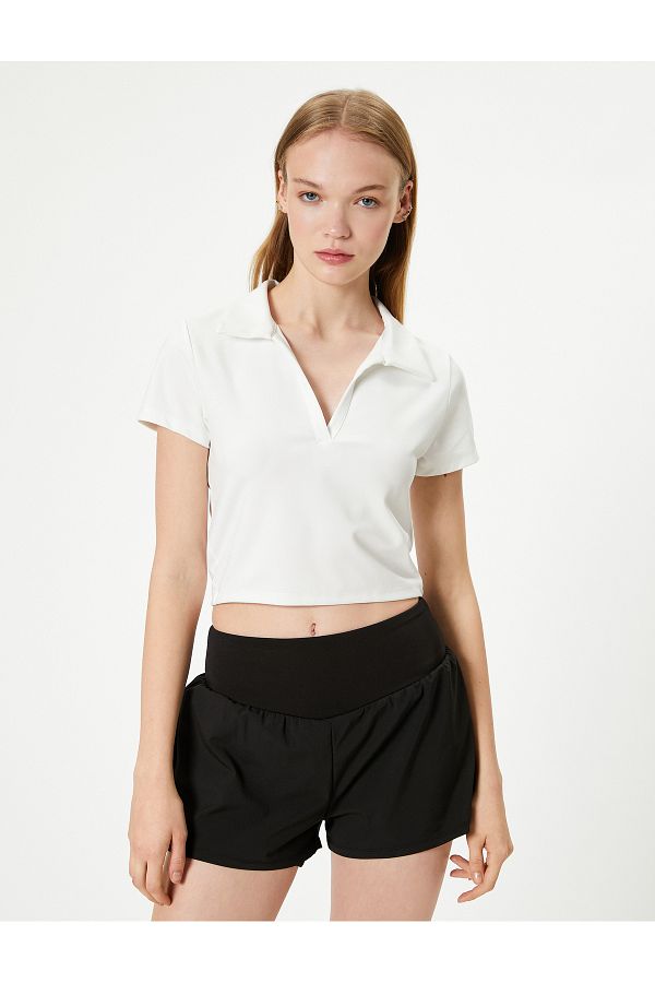 Cropped polo shirt short sleeve best sale