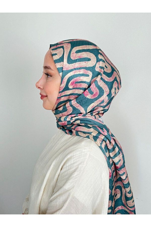 Modakaşmir-Abstract Wave Pattern Shiny Bamboo Shawl 1
