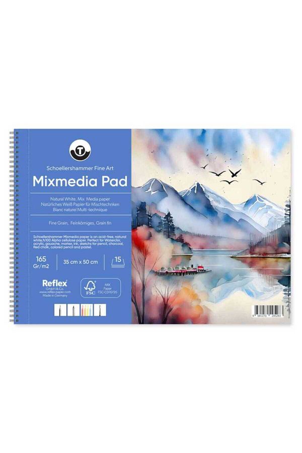 Schoellershammer-Mix Media Pad Multi-Purpose Sketch Drawing Notebook 165 Gr. 35X50 Cm. 15 Sheets 1