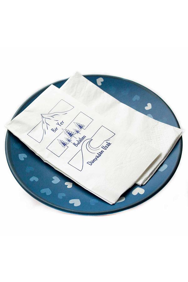 PALTO TASARIM-Let's Find a Place Far from the World Patterned Napkin - 20 Pack Patterned Presentation Napkin 1