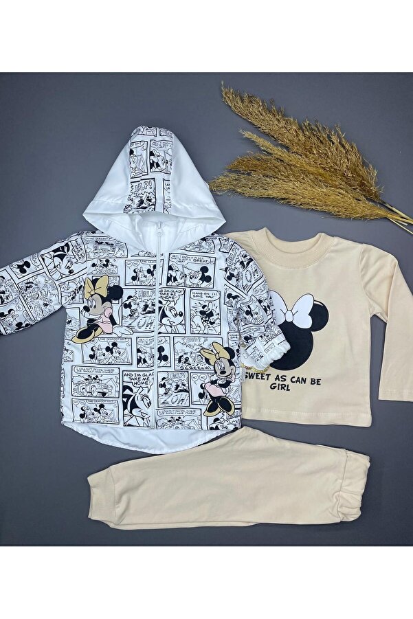 ZİMBOO KIZ BEBEK KAPİŞONLU GAZETE BASKILI YAĞMURLUK 3 LÜ TAKIM