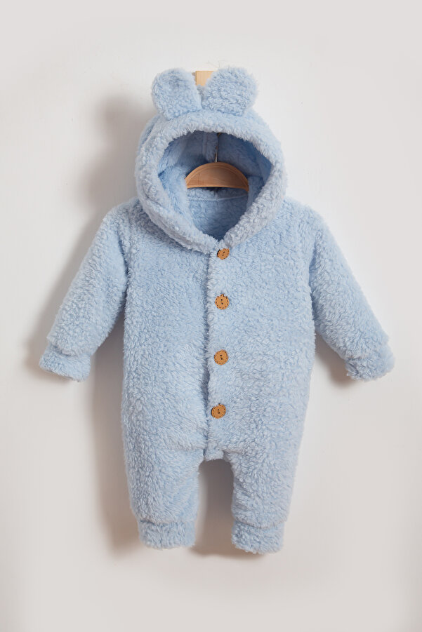 Genel Markalar Wellsoft Pelüş Kız-Erkek Çocuk Düğmeli Kapüşonlu Kışlık Bebek Uyku Tulumu Çocuk Kostümü