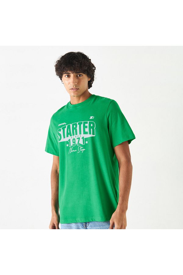 Starter-Print T-shirt with Short Sleeves and Crew Neck 1