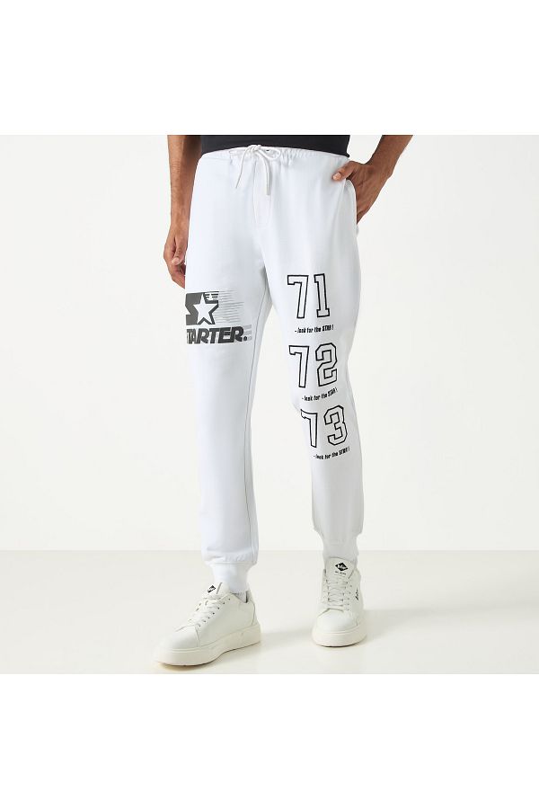 Starter-Logo Embossed Flexi Waist Relaxed Fit Joggers with Drawstring Closure 1