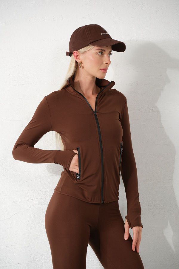 Domoda-Leichte warme Laufjacke – wasserdicht, mit Reißverschluss, Doppeltaschen-Jogginghose 1