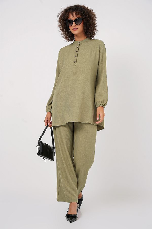 Bigdart-Çağla - 6678 Linen Tunic and Trousers Double Set 1