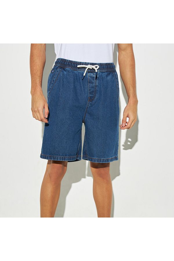 Lee Cooper-Denim Shorts with Drawstring Closure and Pockets 1
