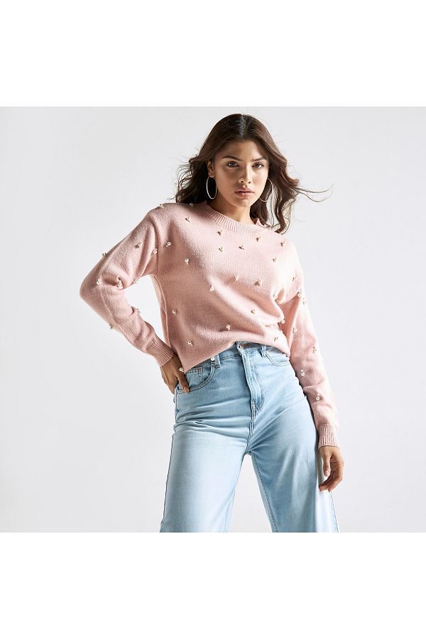 Sweatshirt with pearls clearance