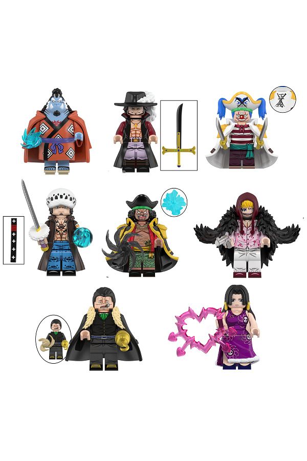 myminitoys-One Piece Anime Mini Figure Set of 8 - Dracule, Mihawk, Buggy, Crocodile, Jinbe St-13 1