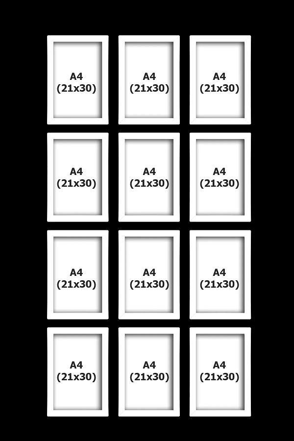 Pufi-12 PIECES ( A4 ) 21X30 WHITE FRAME MDF - PVC MULTI CERTIFICATE or PHOTO FRAME 1