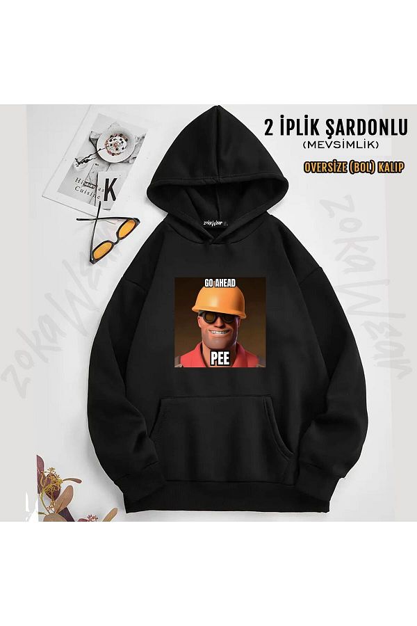 ZOKAWEAR-Tf2 Go Ahead Pee Printed Hooded Sweatshirt (2 Thread) 1