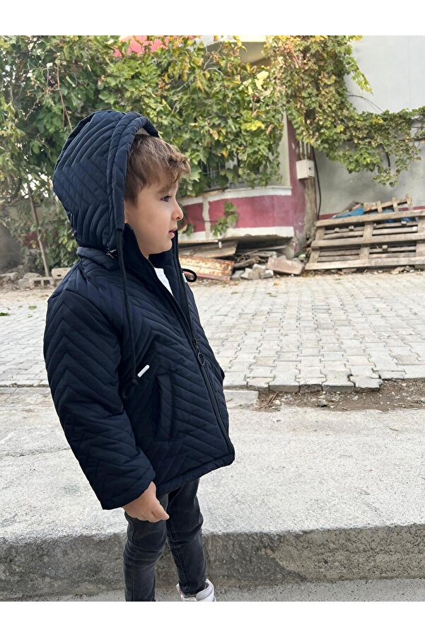 FREE ARSLAN COLLECTİON Erkek Kapitne Çocuk Bebe Siyah İçi Peluş Astarlı Çıkarılabilen Kapüşonlu Çocuk Bebe Mont