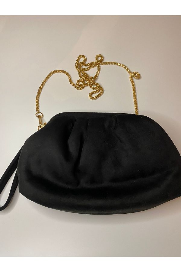 Black suede bag with gold chain best sale