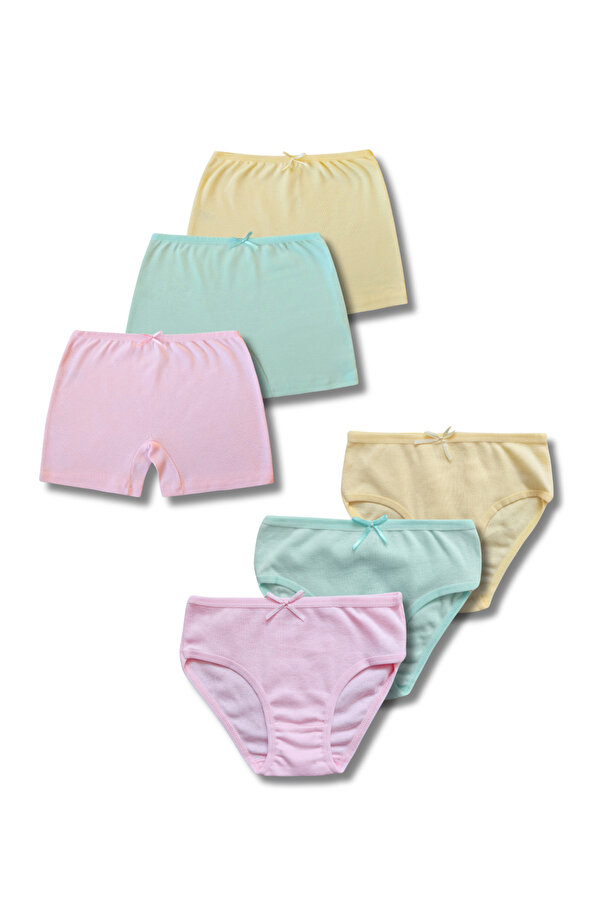GizaKids %100 Pamuklu Kız Çocuk Boxer Slip Külot İç Çamaşır 6lı Set