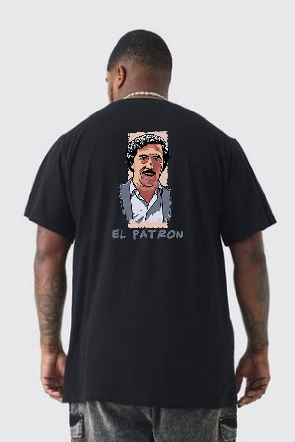 Angemiel Pablo Escobar Narcos Big Size Black T Shirt Women s Men s Back Printed Trendyol