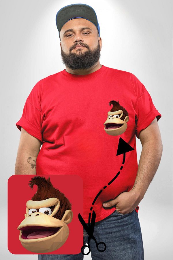 Angemiel-Red Monkey Kingdom Pattern - Large Size Basic T-Shirt 1