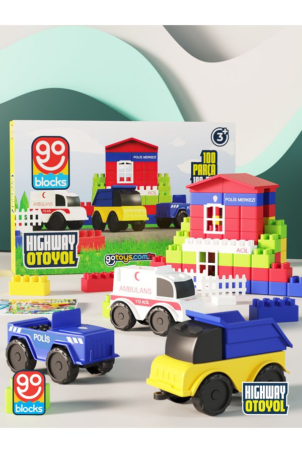 Go Toys-Highway 100 Pieces Building Blocks Set - Go Blocks Mega Toys 1