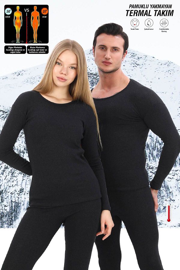 SAUNA SUIT New Season Winter Anthracite Cotton Thermal Suit for Men and Women Trendyol