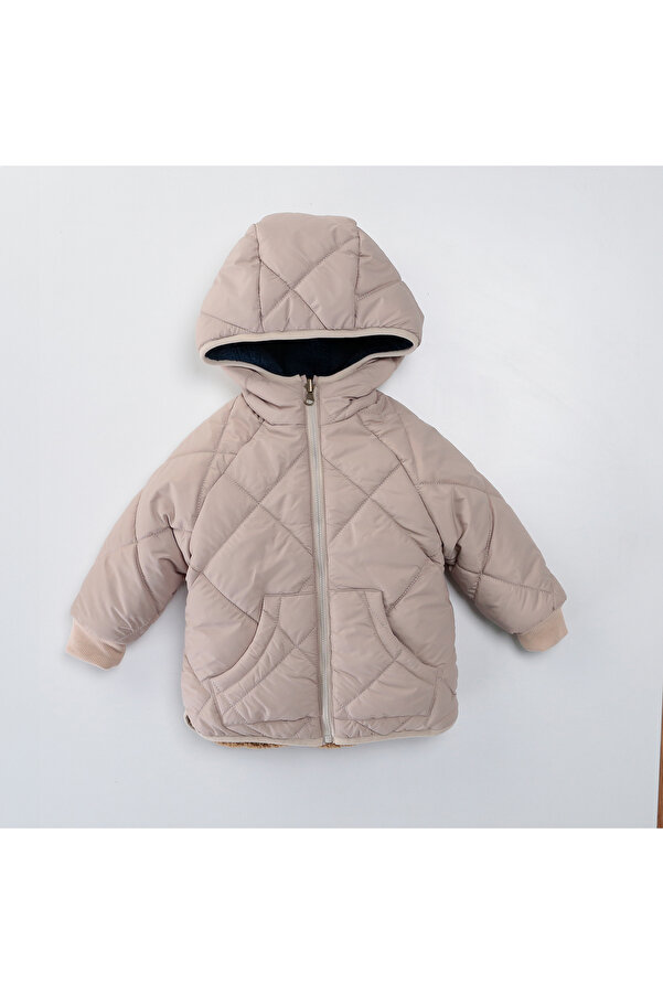 MİMBOKİDS Erkek Çocuk Çift Taraflı Mont - Capitone/Peluş Detaylı