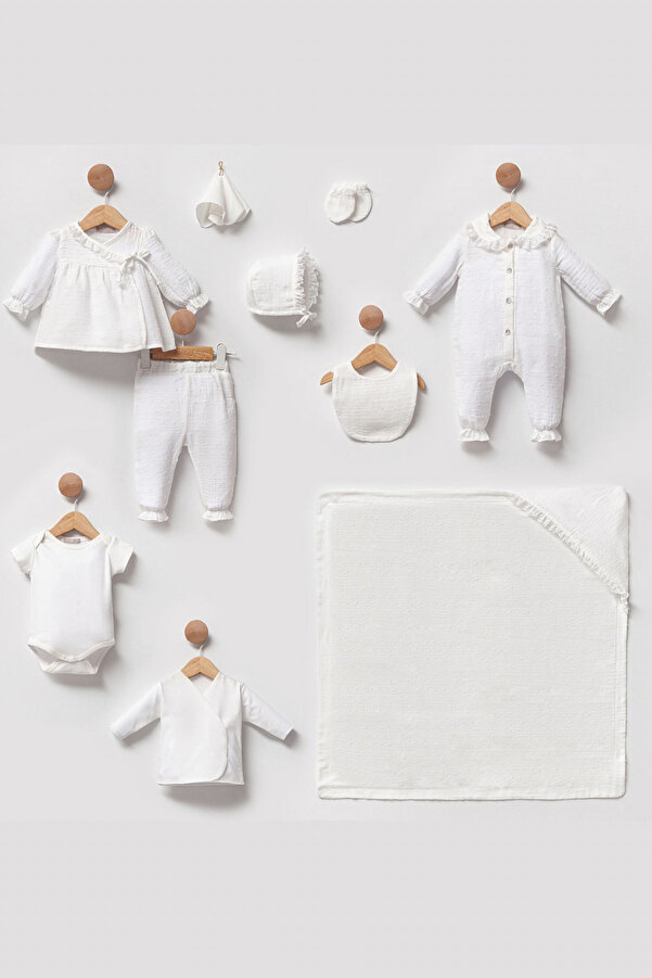 Cherub Baby Kopenakili Müslin 10lu Set Kız Bebek Yenidoğan 10 Parça Hastane Çıkışı Zıbın Seti