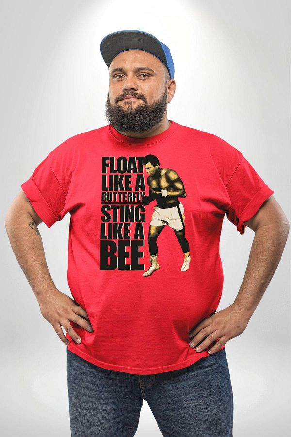 Angemiel-Red Large Size Unisex Ali Boxing - Front Printed Fly Like Butterfly I'm Like A Bee 1