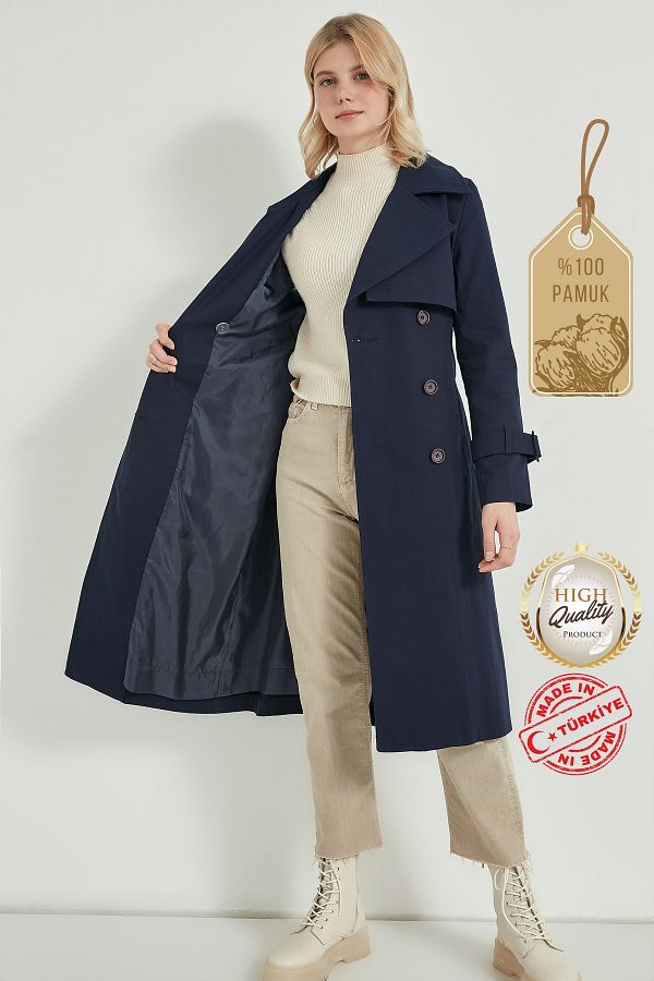 Long cotton trench coat womens deals