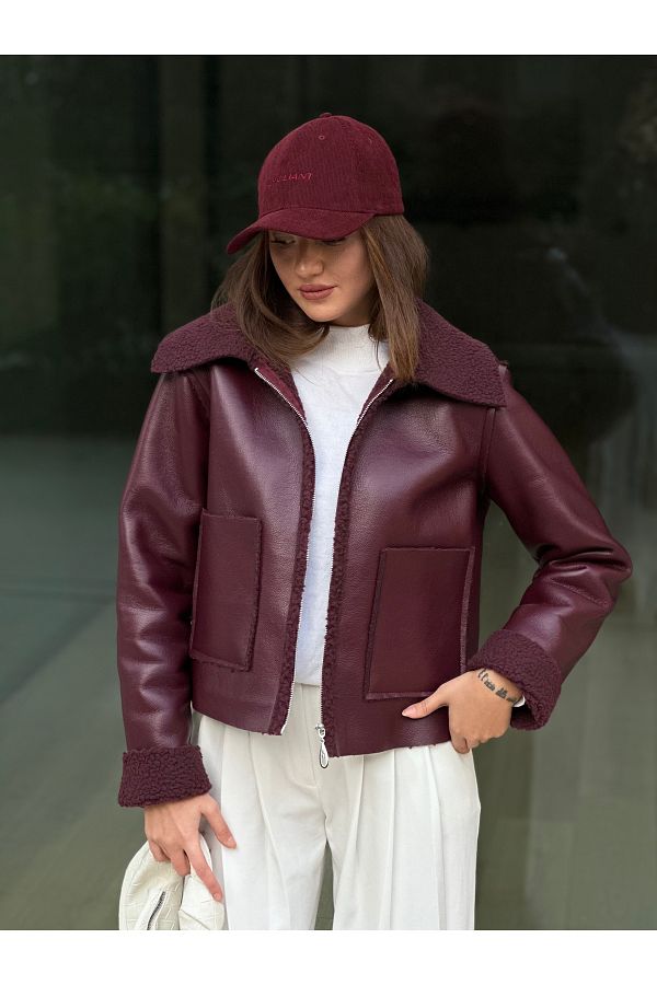 Leather jacket with wool inside new arrivals