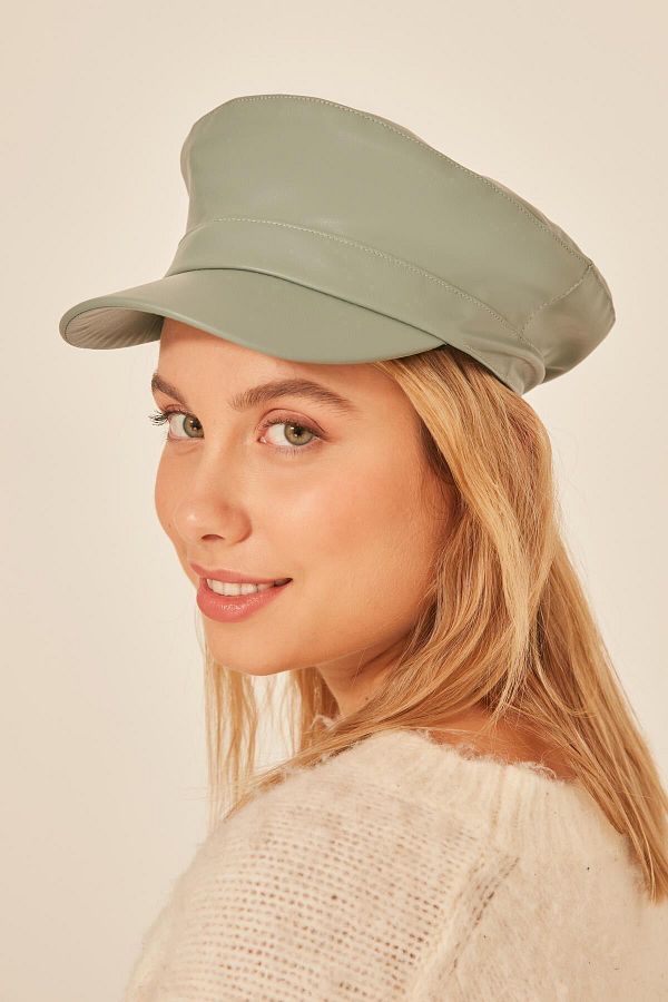 Mint leather hat shop