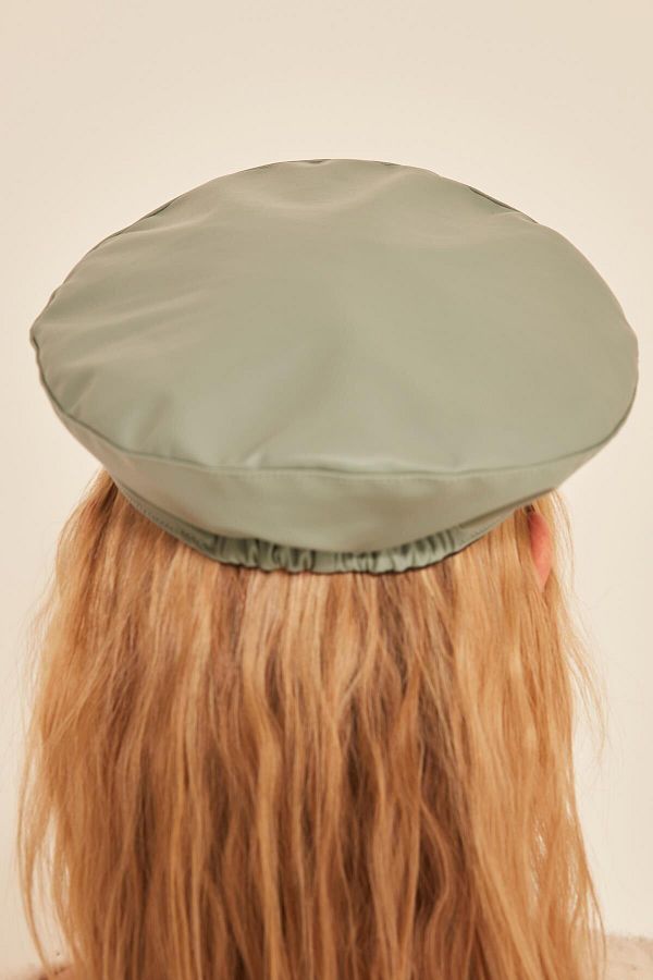 MARBERRY Mint Green Leather Cap Hat Trendyol