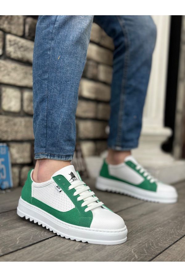 BOA-BOA BA0323 - High Sole White Green Sports Men's Shoes 1