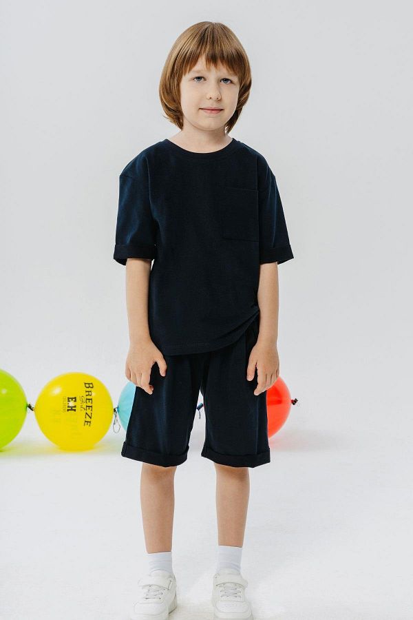 Breeze-3-7 Years Boy's Shorts Set - Pocketed, Navy Blue 1