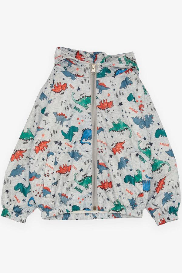 Breeze Erkek Çocuk Yağmurluk Orman Temalı Hayvancıklar Desenli 1-6 Yaş, Gri Melanj