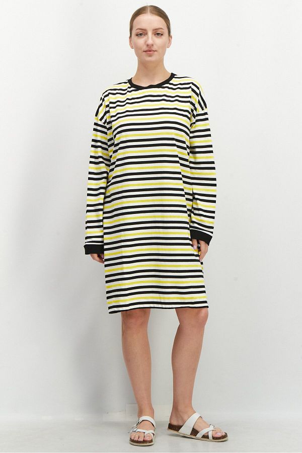 Asos Design Women Stripe Short Sleeve Casual Midi Dress Yellow Combo Trendyol