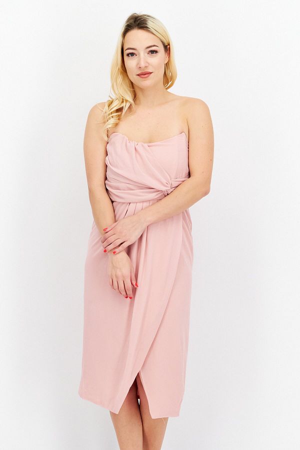 Pink casual midi dress deals