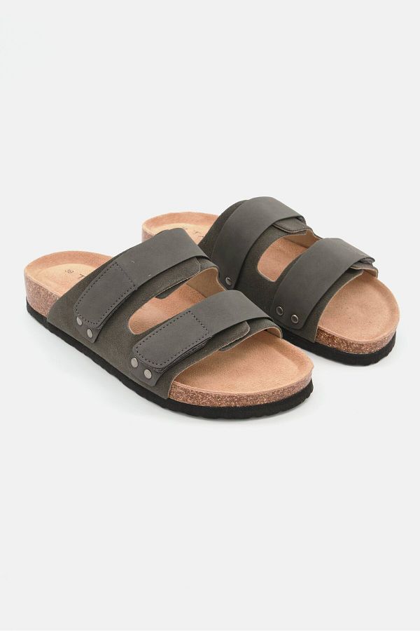 Tahari Men Velcro Flat Cork Sandals Dark Grey Trendyol