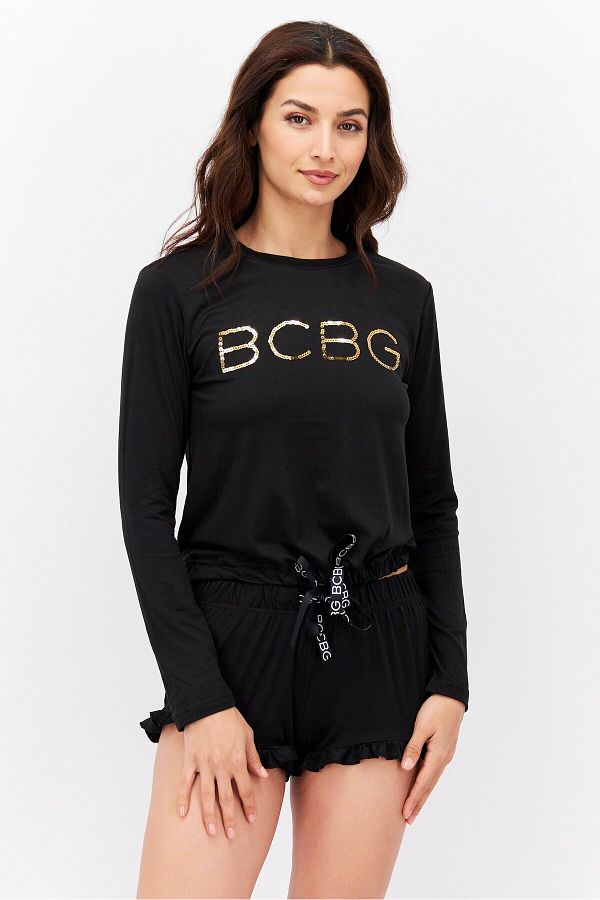 Bcbgeneration-Women 2 Pcs Brand Logo Pyjama Set, Black 1
